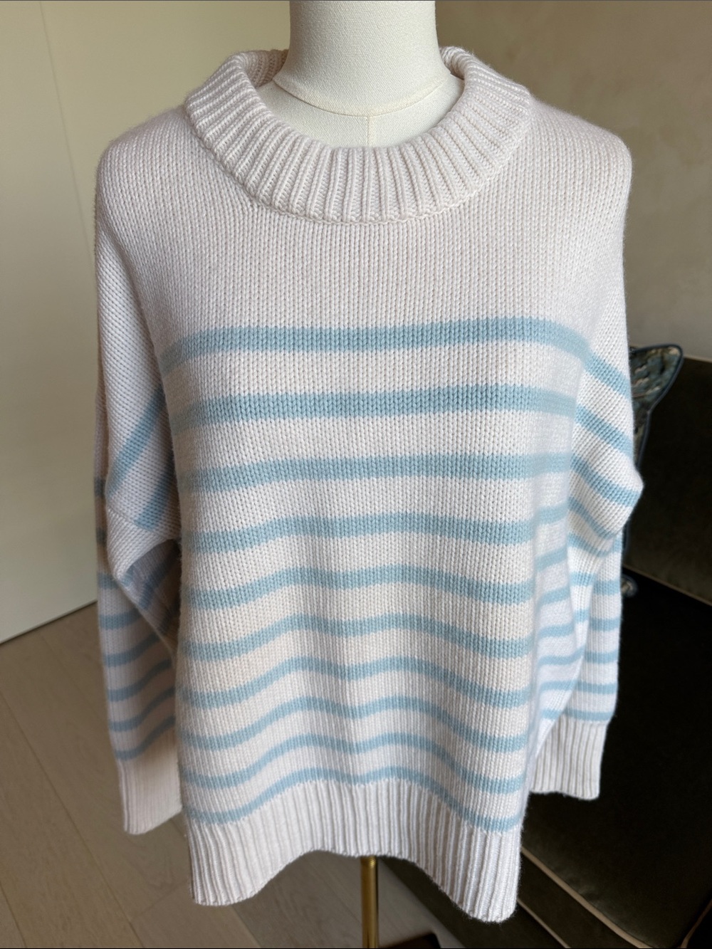 La Ligne Marin Sweater Size XL STRIPED CREAM/PERIWINKLE - Picture 2 of 11